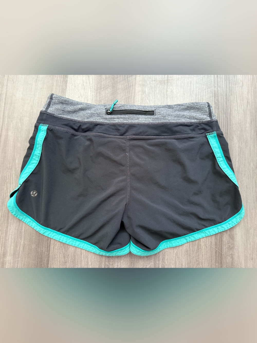 lululemon athletica Black Women's Athletic Shorts with Teal Trim - Picture 2 of 2